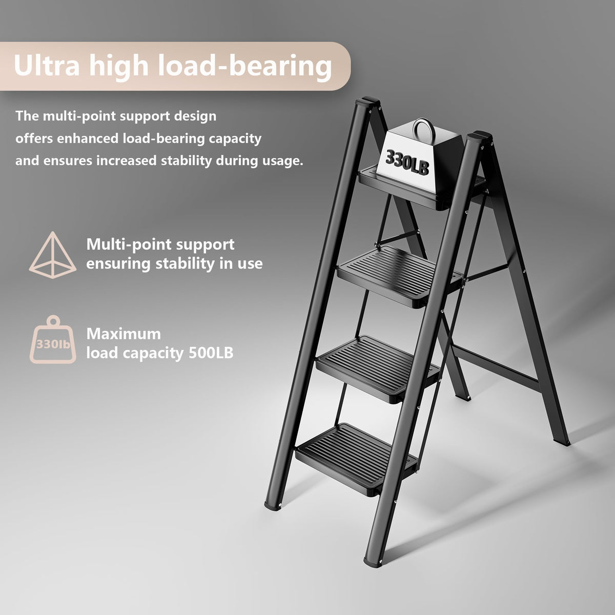 Koll Link anti-slip-pedal ensures stable footing on each step.