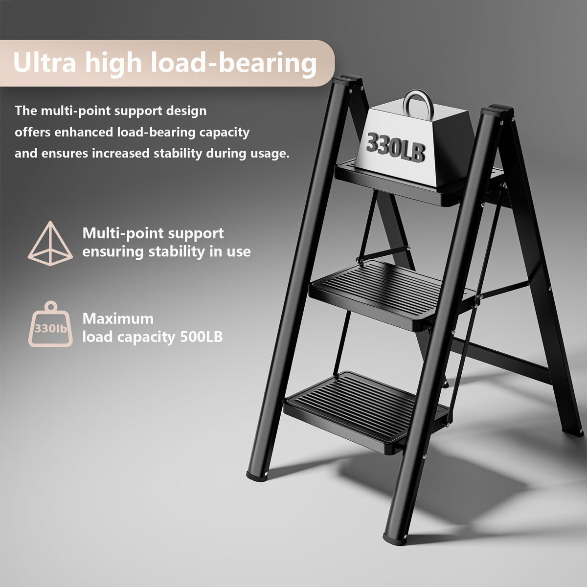 KOLL LINK anti-slip pedals provide secure footing during reach tasks