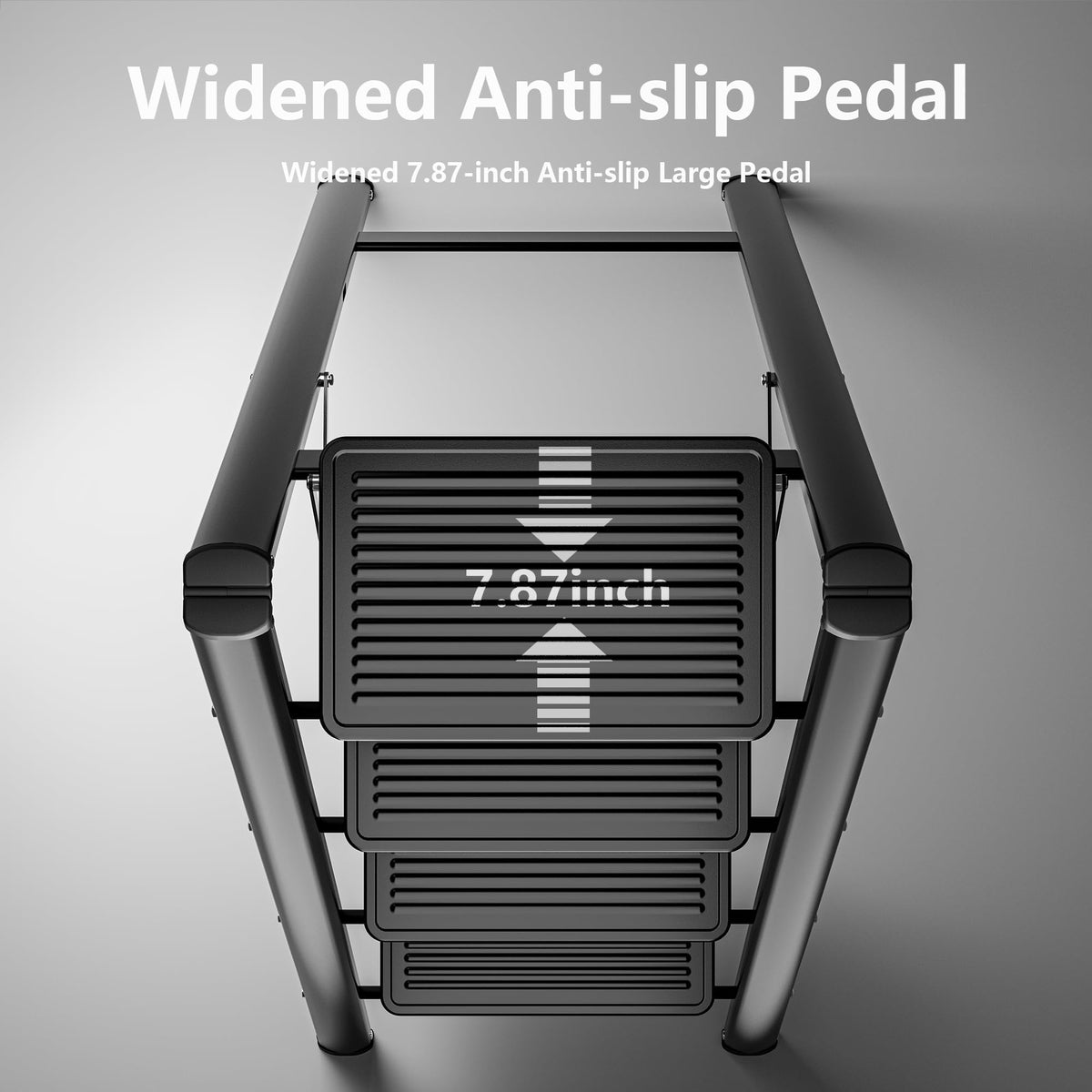 Koll Link wide-pedal ladder enhances stability during tasks.