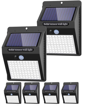 Kolpop six-pack outdoor solar motion lights illuminate the front door area for enhanced entry visibility.