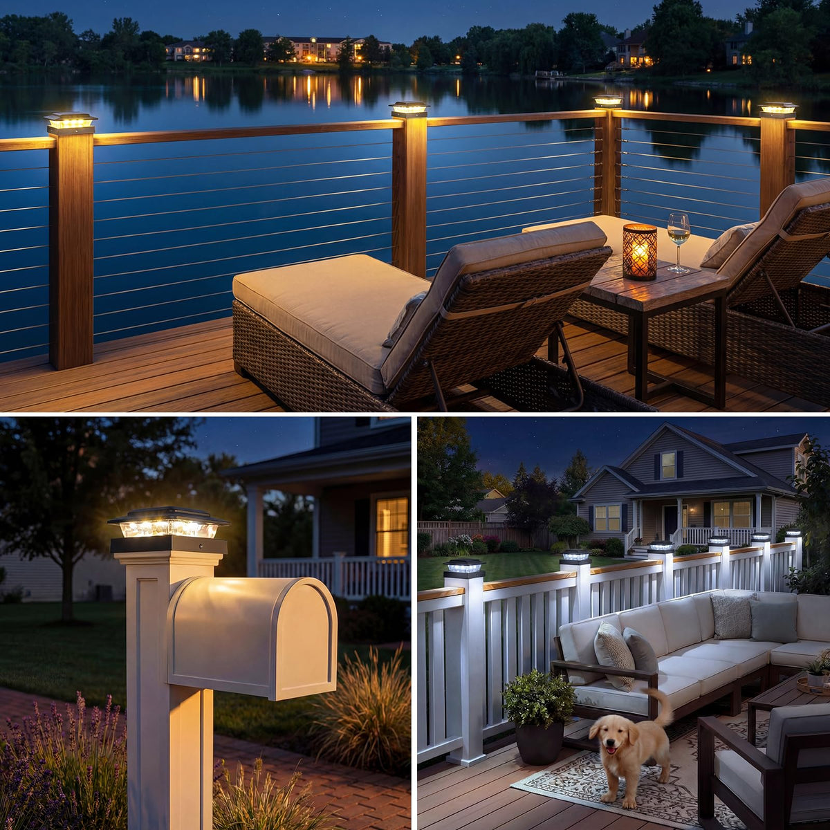 Kolpop easy-installation solar post cap light mounted on a post