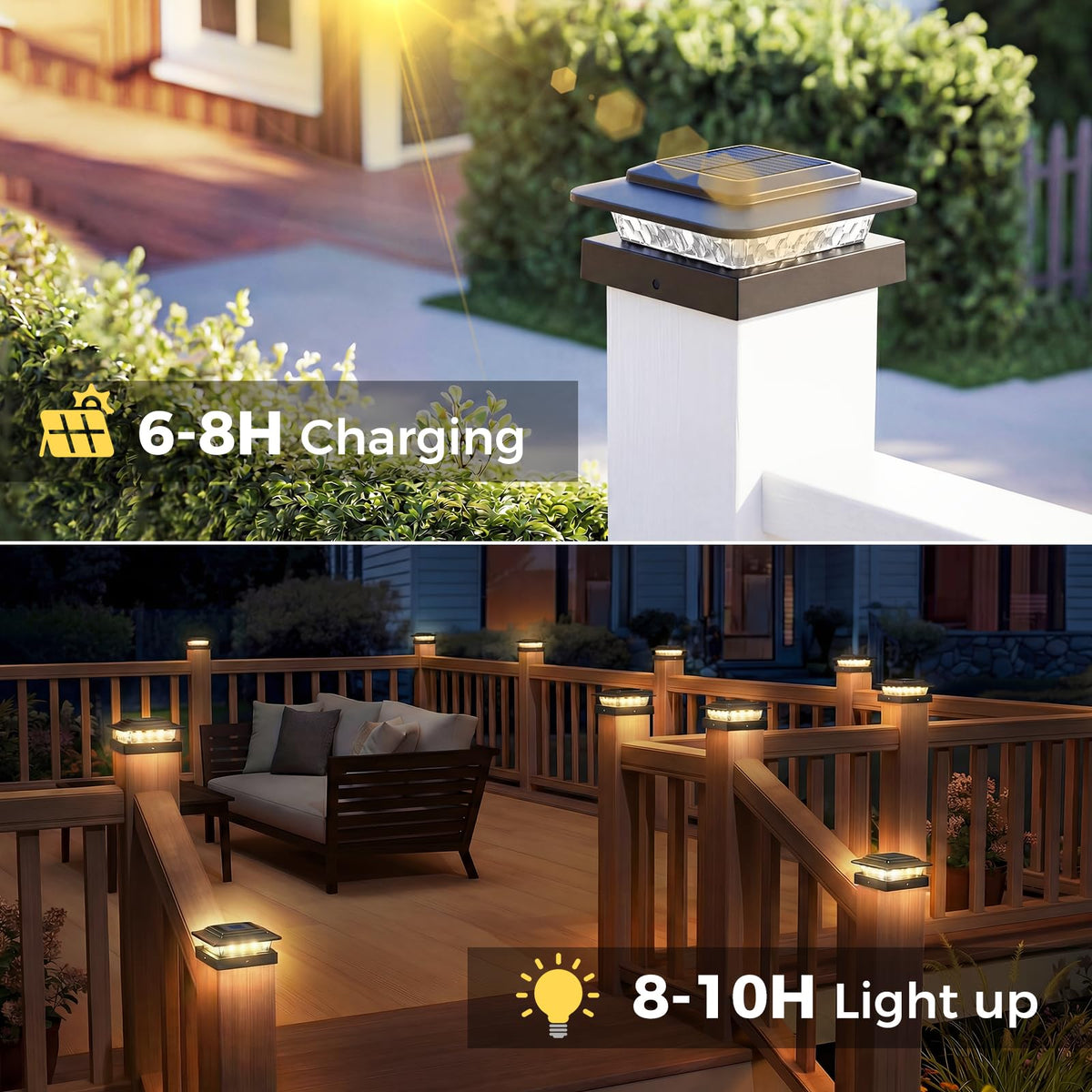 Kolpop solar post cap light with IP65 weatherproof rating in rain