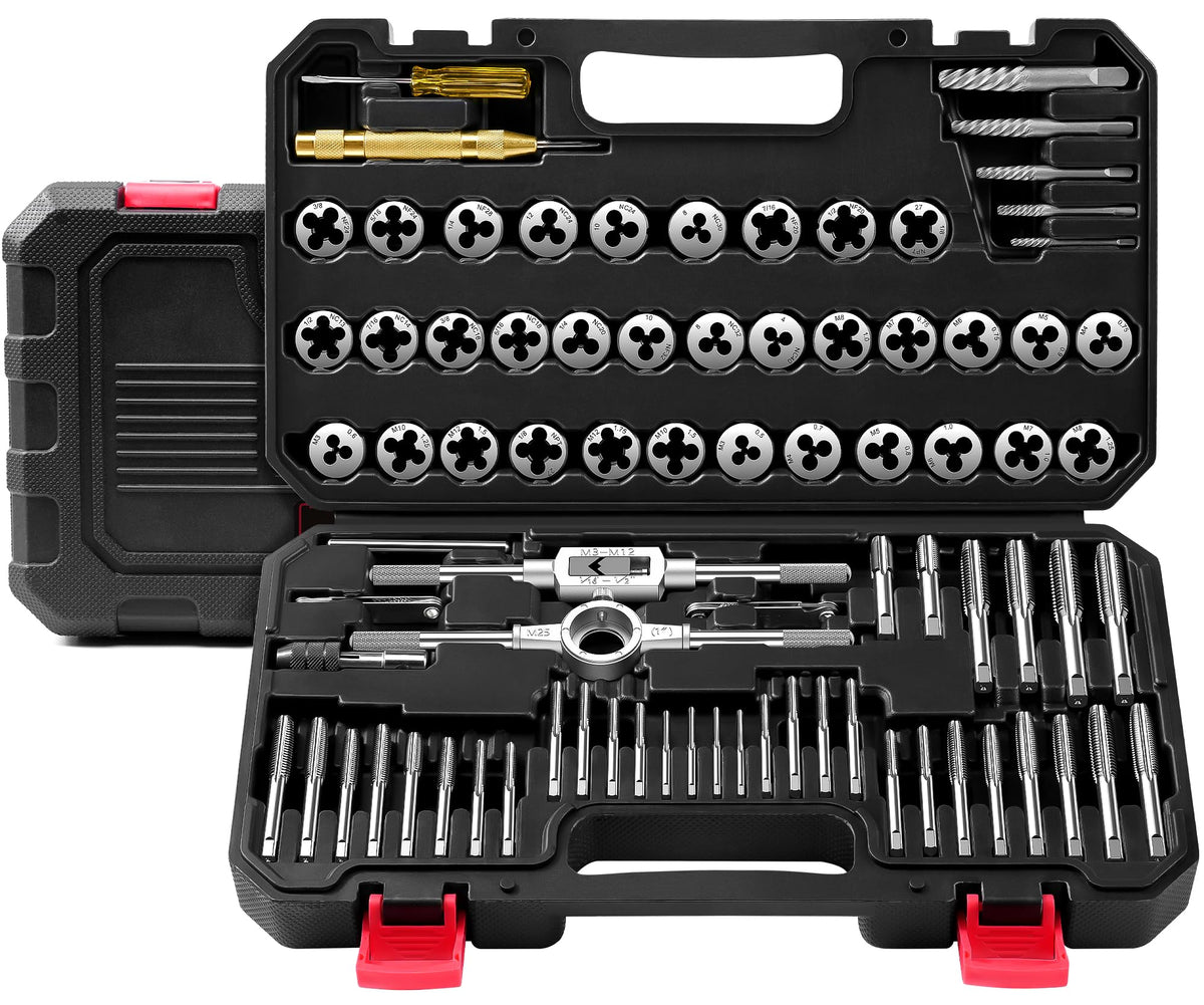 Kolvoii 81-piece tap and die set kit for comprehensive threading projects.