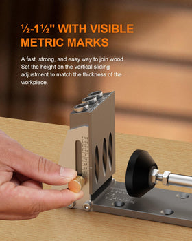 Kolvoii Pocket Hole Jig slider holder demonstrates two-jig versatility for different board sizes.