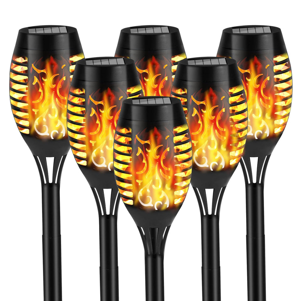 KOLYC solar flame lights in a 6-pack create warm garden ambience.