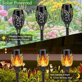 KOLYC waterproof solar torches withstand rain and snow for year-round decor.
