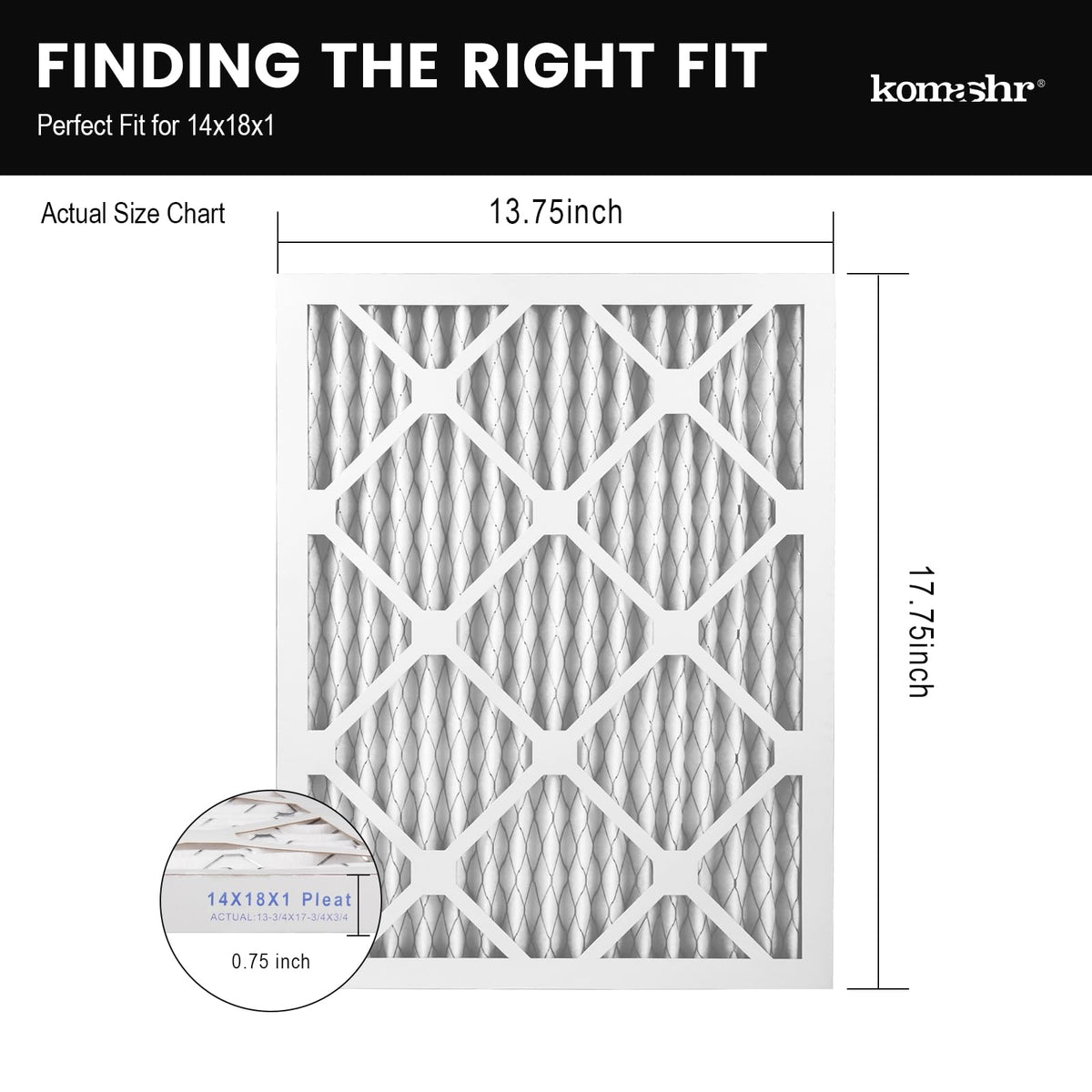 Komashr MERV8 filtration media close-up showing high surface coverage