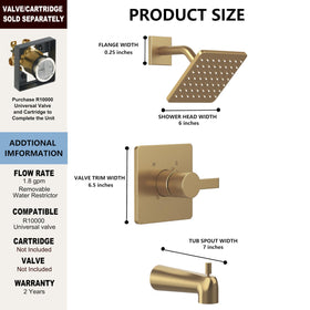 KOMEGO brushed gold shower trim kit for a quick bathroom refresh.