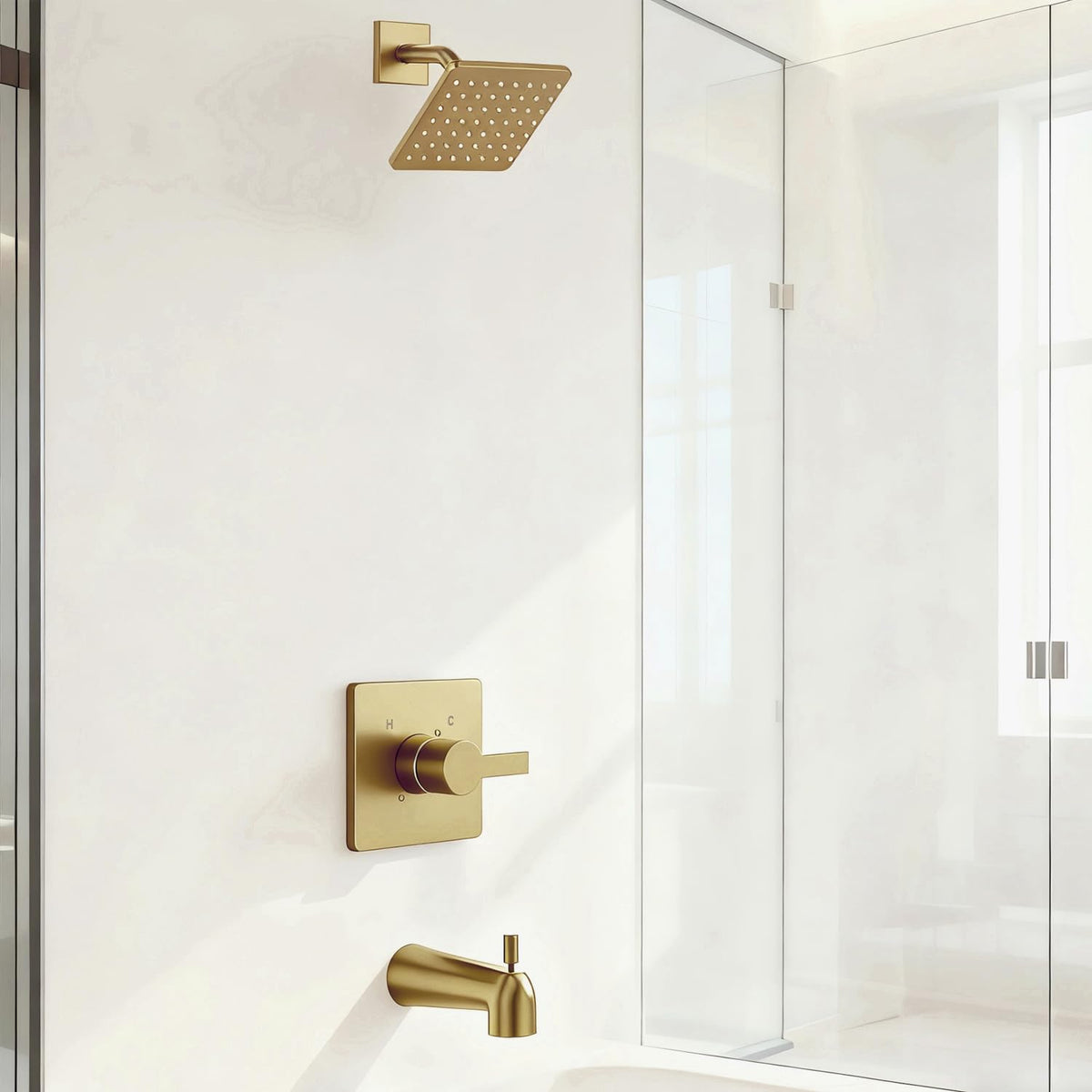 KOMEGO Delta R10000 shower handle in brushed gold with comfortable grip.
