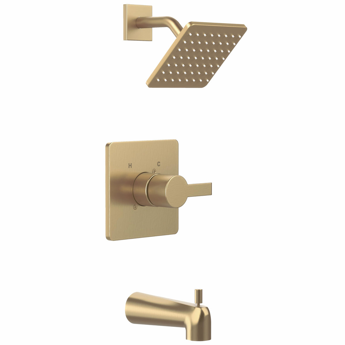 KOMEGO Delta R10000 shower head in brushed gold with easy-clean spray holes.