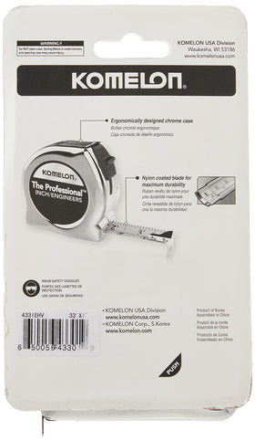 Komelon 433IEHV nylon-coated blade resists wear for long-lasting, smooth tape feel.