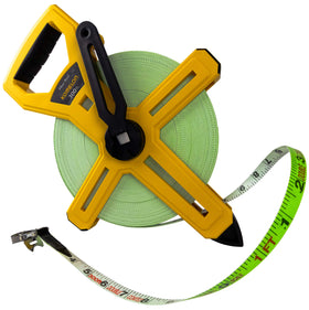 Komelon 6633 open reel tape measures long distances up to 300 ft