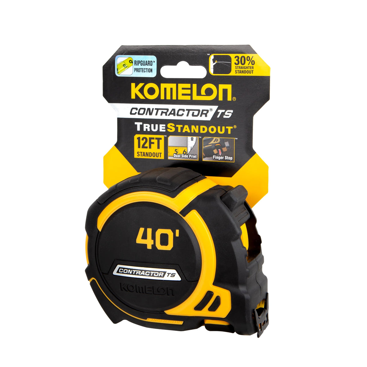 Komelon Contractor TS long standout reaches 12 ft for extended measurements.