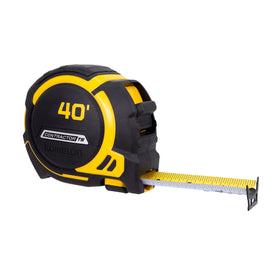 Komelon Contractor TS wide blade shows 30% straighter standout for quicker measurements.