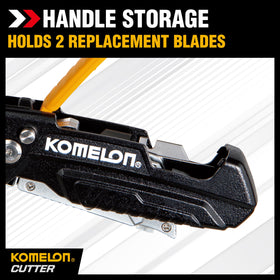 Komelon folding 2-n-1 knife open with scraper extended for scraping tasks