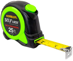 Komelon SL2825IE self-locking 25ft tape measure with smooth blade extension.