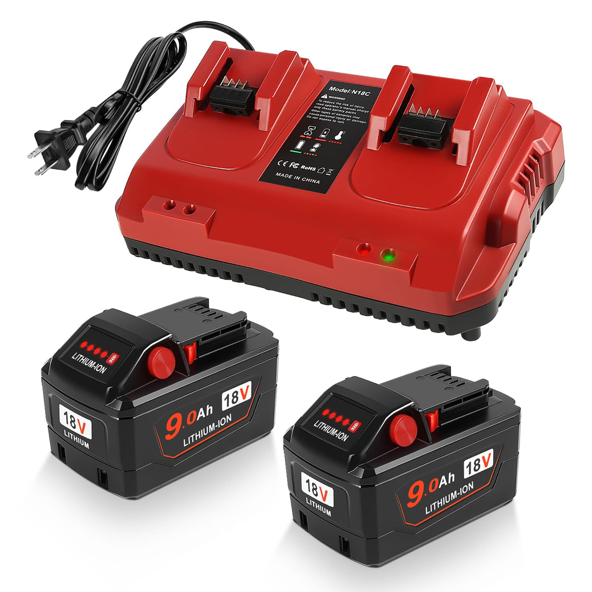 Komifolen Milwaukee M18 9-0Ah battery pack front view for extended cordless work