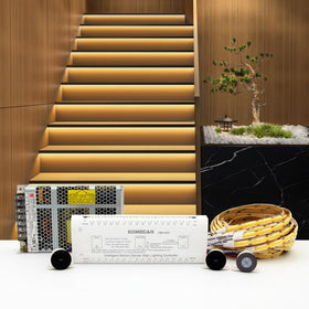 KOMIGAN intelligent motion stair kit with 40 inch strip lighting guides steps