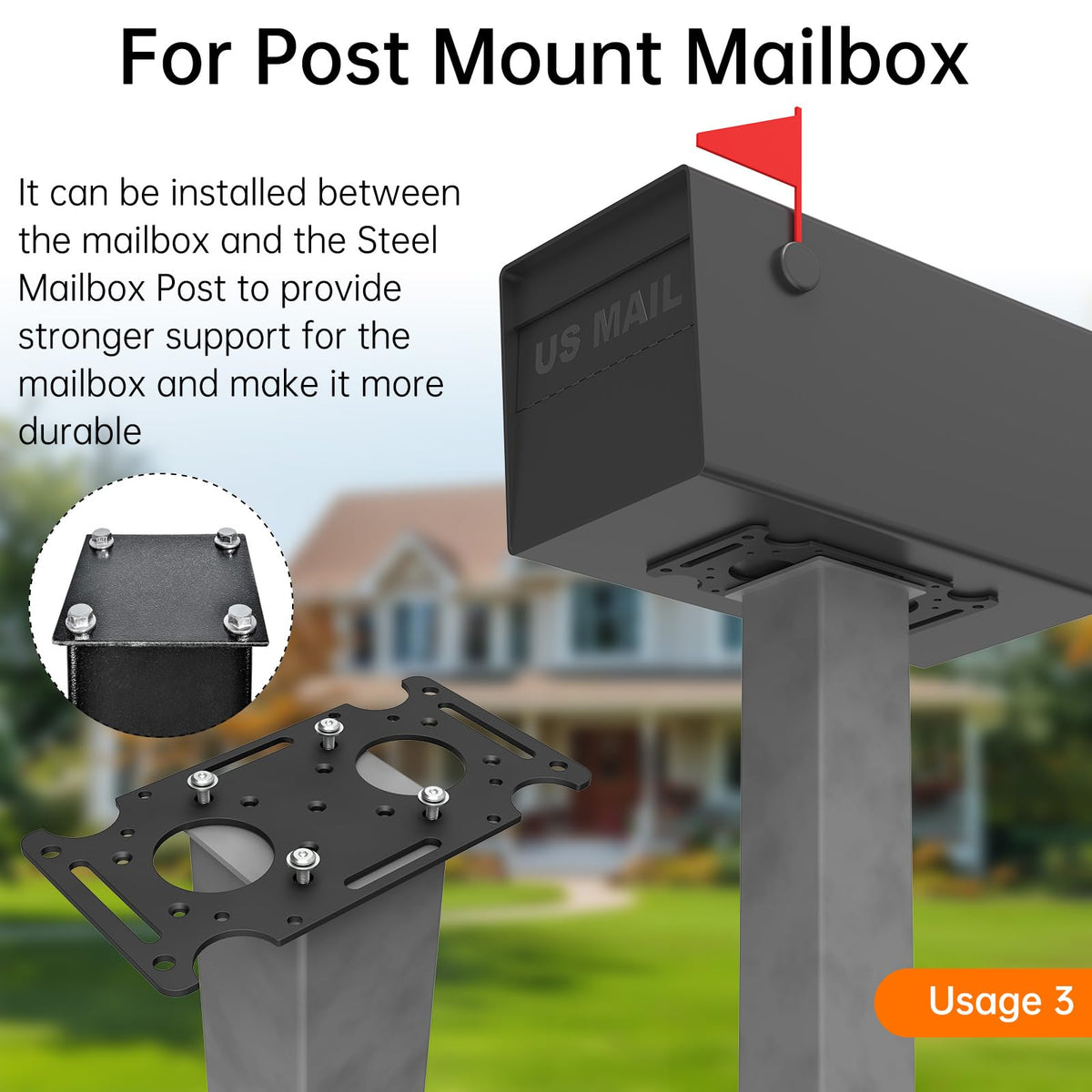 KOMOHOM weather-resistant bracket designed for outdoor mailbox setups.