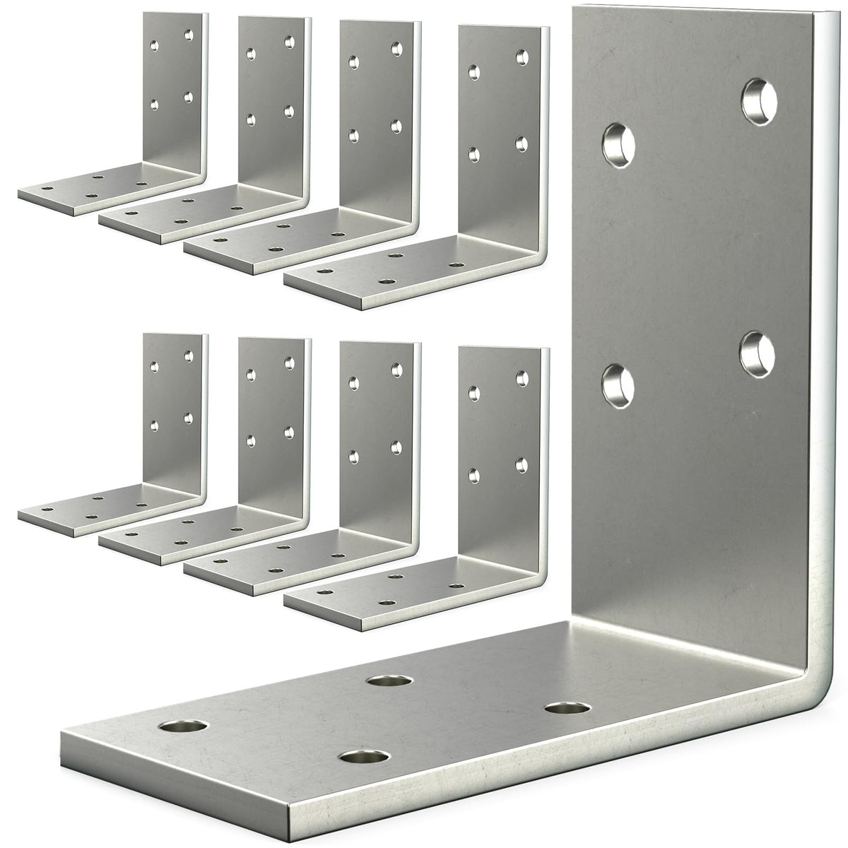 KOMOHOM L brackets in closeup showcase heavy-duty 3x3-inch support for sturdy connections.