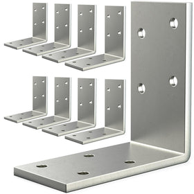 KOMOHOM L brackets in closeup showcase heavy-duty 3x3-inch support for sturdy connections.