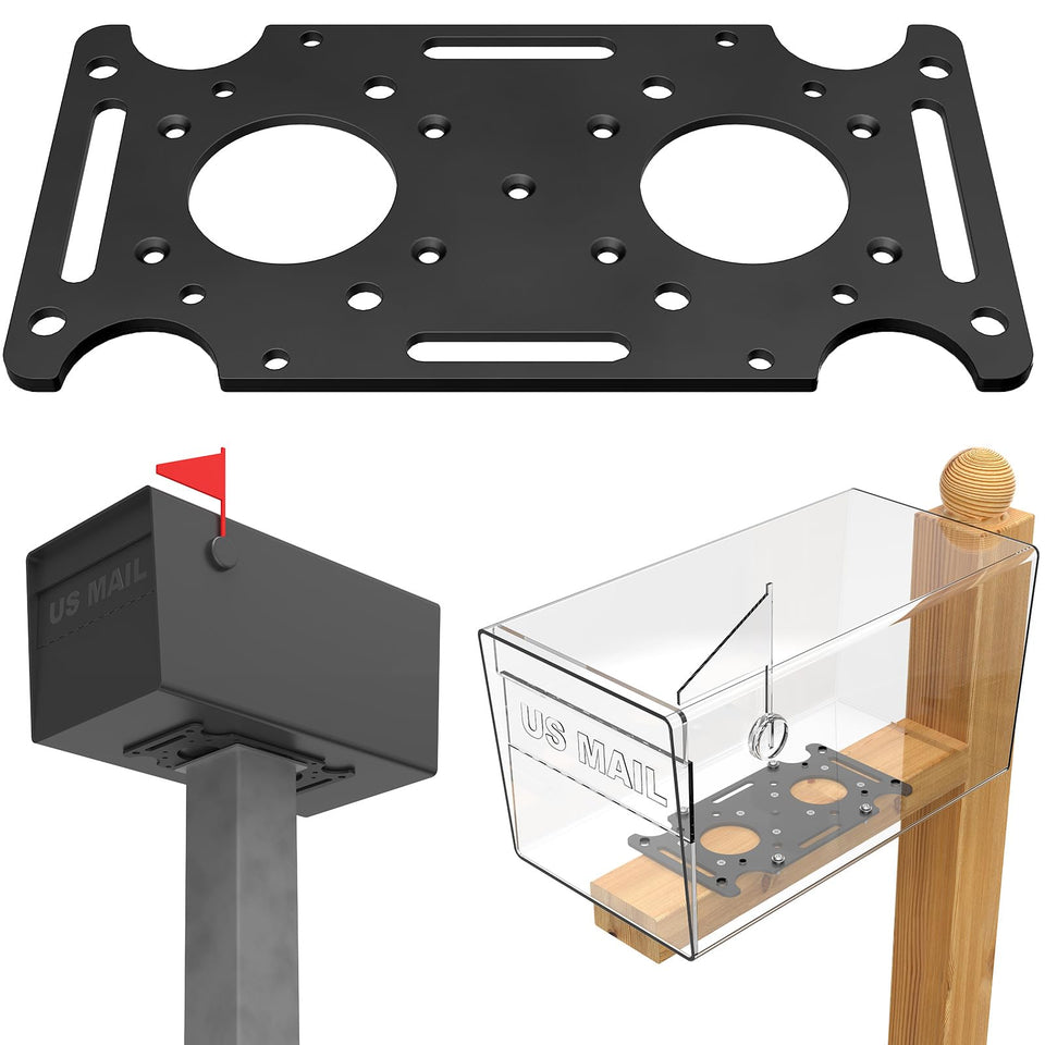 KOMOHOM 4mm steel mailbox mounting plate for sturdy post installations.