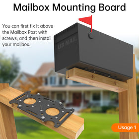 KOMOHOM secure-mount plate shown securing mailbox to post.