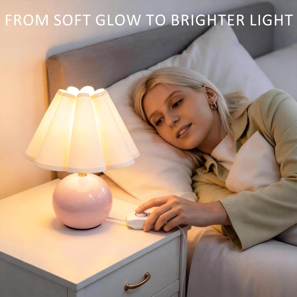 Komothala bedside lamp ideal for nightstands and small spaces.