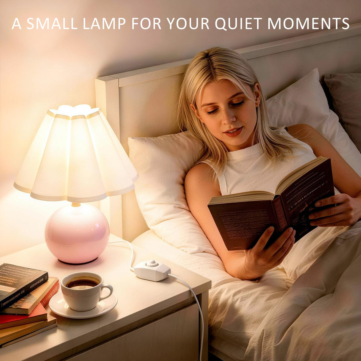 Komothala decorative lamp enhances living room decor with warm ambiance.