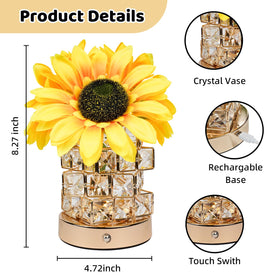 Komothala sunflower lamp bedside light fits desks and shelves with style