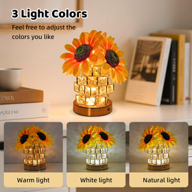 Komothala sunflower lamp crystal-design creates a dazzling glow