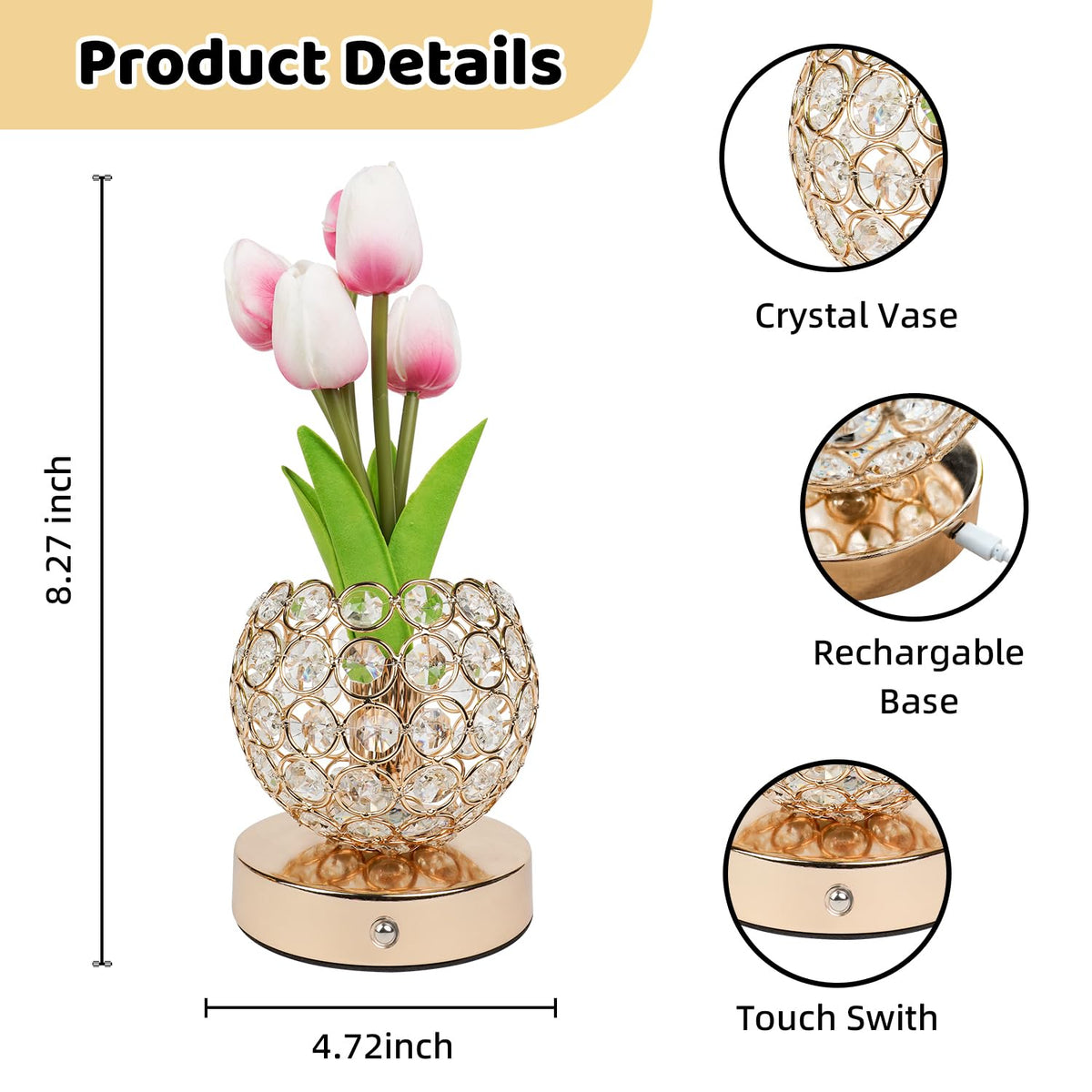 Komothala Tulip Flower Lamp fragrance petals for optional aroma.
