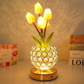 Komothala Tulip Flower Lamp on table creating cozy ambiance.