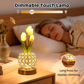 Komothala Tulip Flower Lamp touch-control for easy brightness adjust.