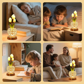 Komothala Tulip Flower Lamp USB charging for recharging easily.