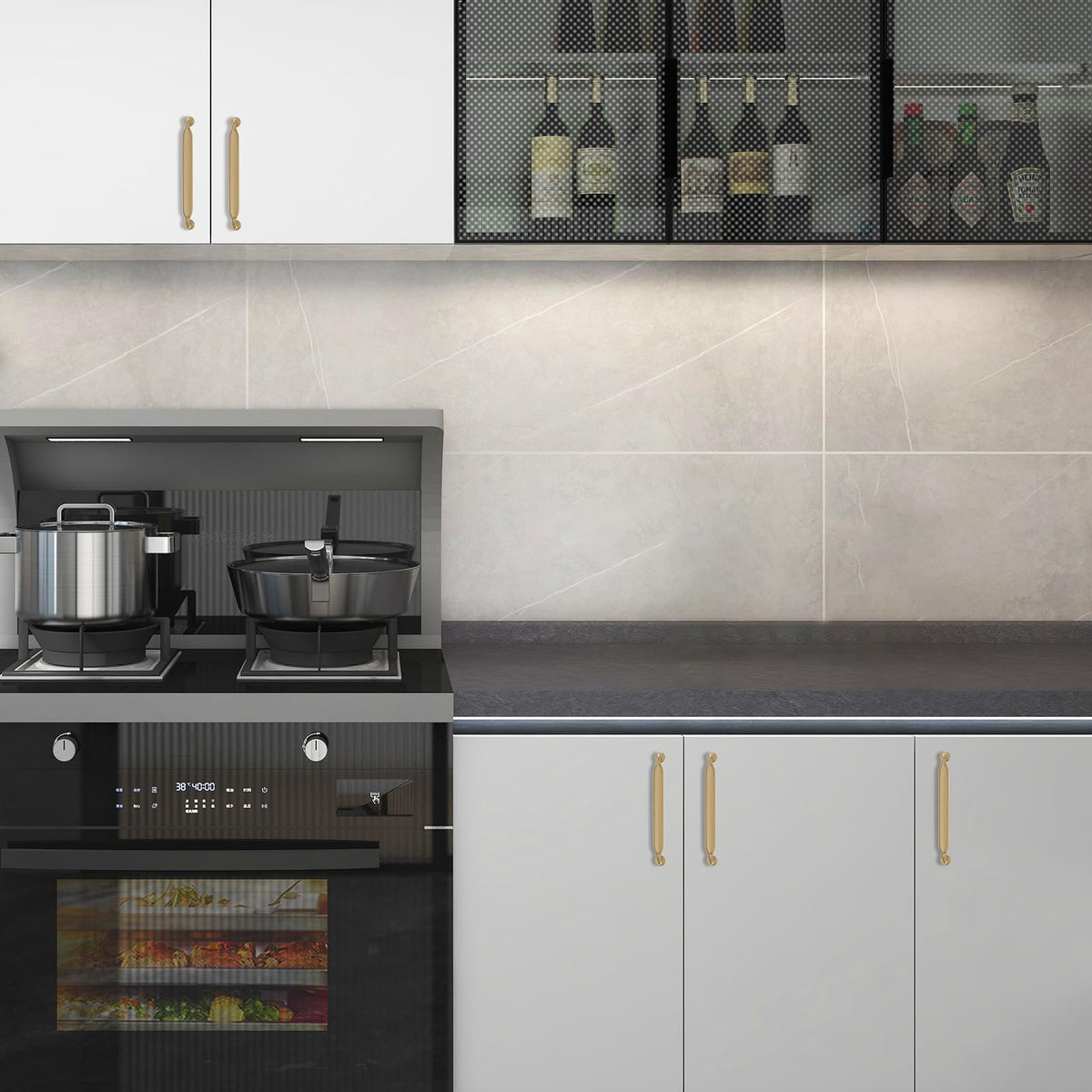 KOMOTIA champagne bronze pull pack for cohesive cabinetry styling
