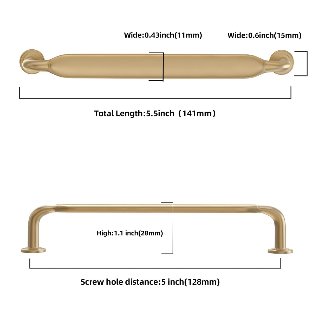 KOMOTIA 5-inch drawer pull in champagne bronze with ergonomic grip