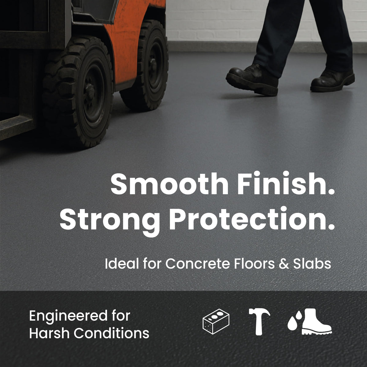 KOMPOZIT Dove Gray satin finish on a floor highlights durable two-coat system