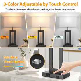 Kondras bedside lamps with a touch-control base for easy adjustments.