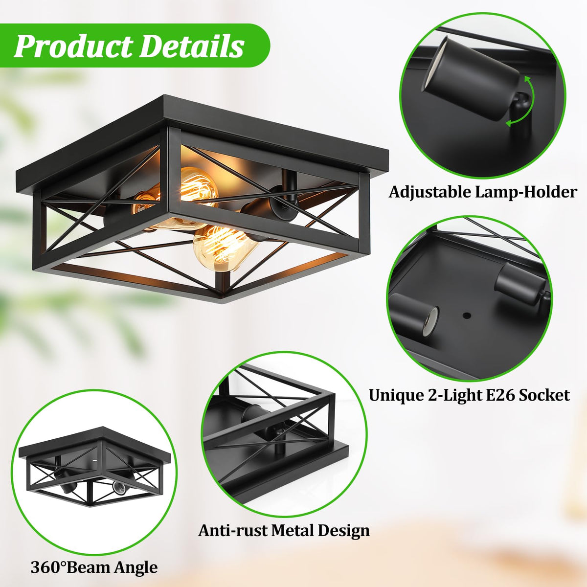 Kondras cross-grid square frame detail; sturdy design for secure mounting.