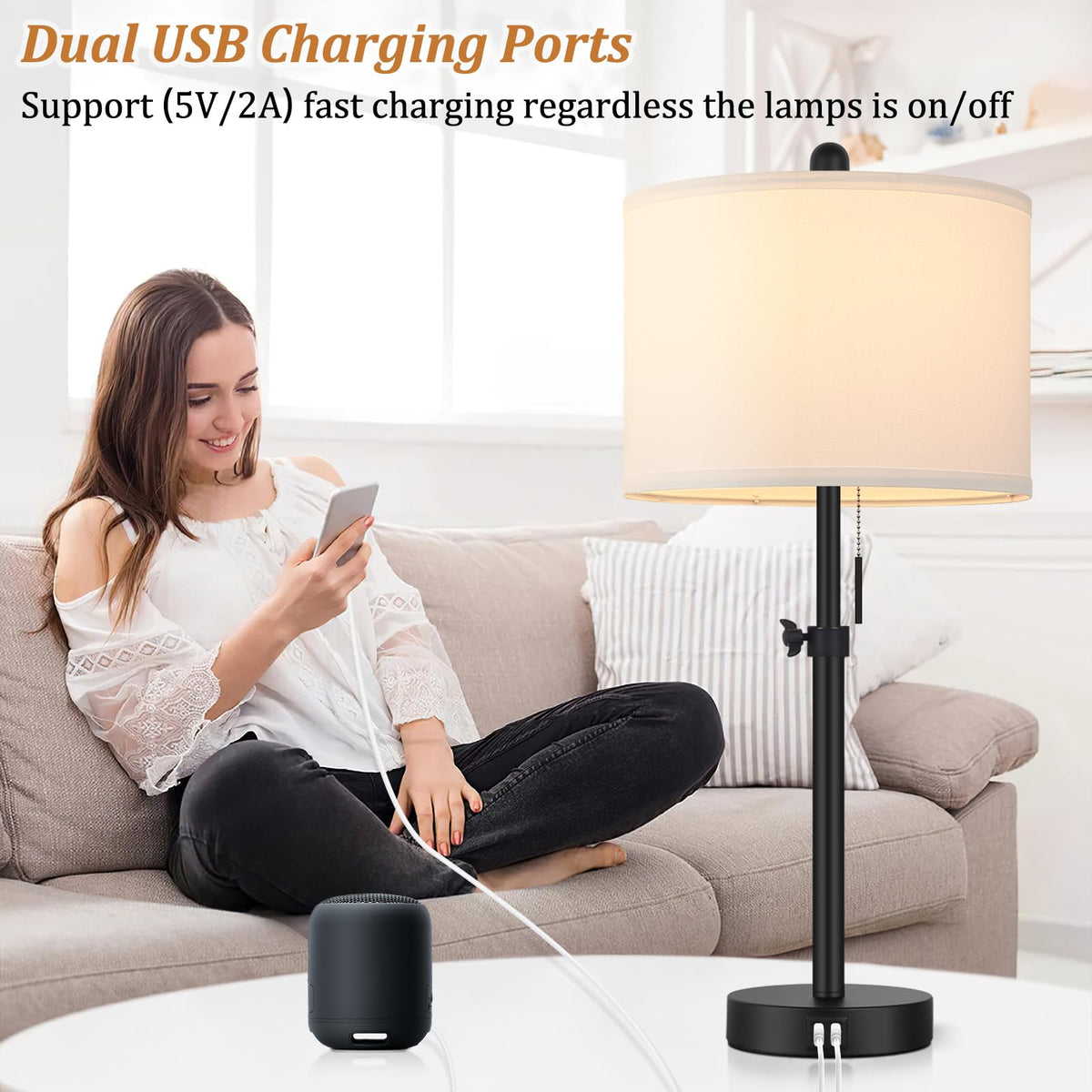 Kondras durable metal base ensures long-lasting bedside lighting