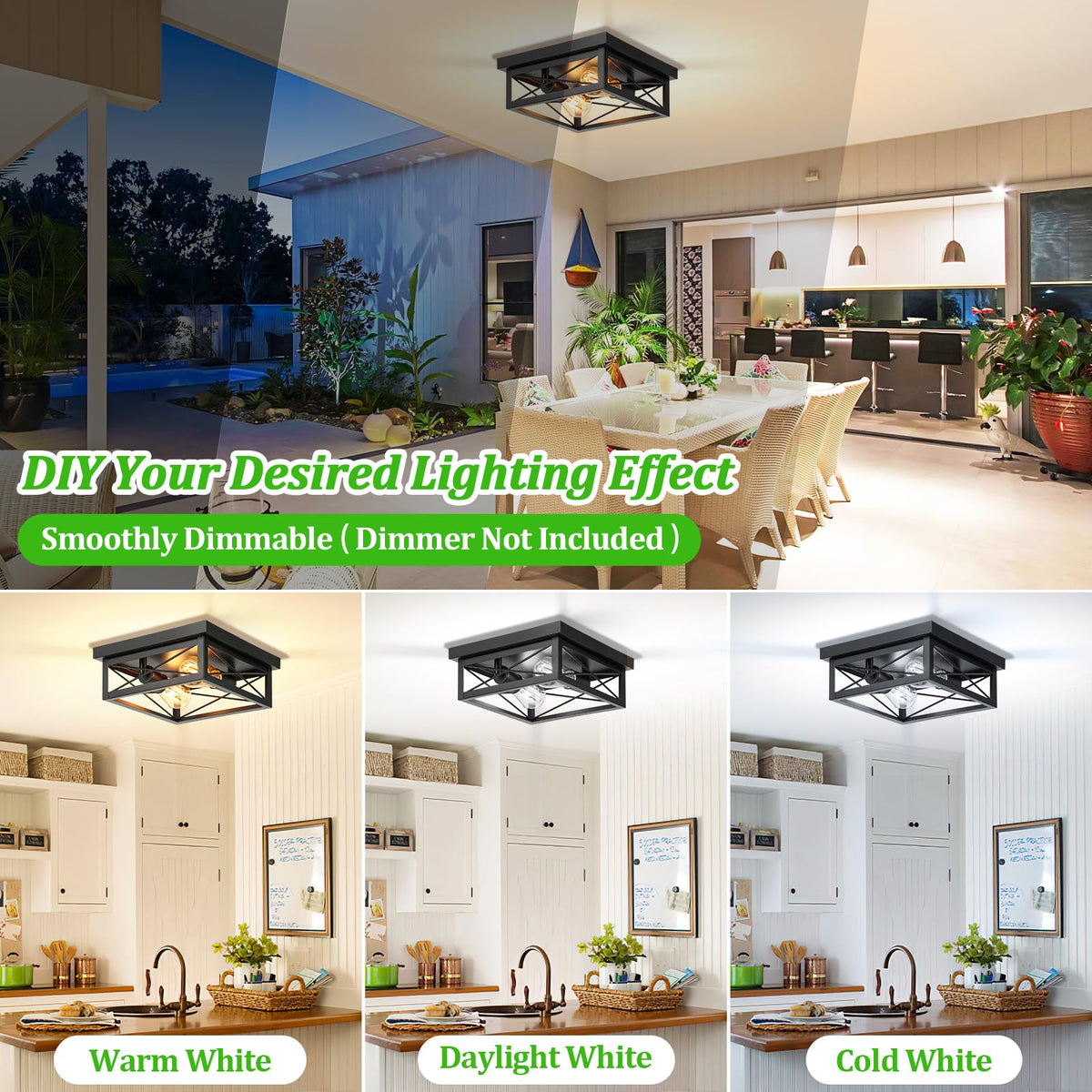 Kondras modern black ceiling light enhances hallway or living room ambiance.