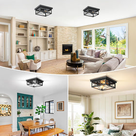 Open-bottom Kondras ceiling light allows easy bulb replacement.