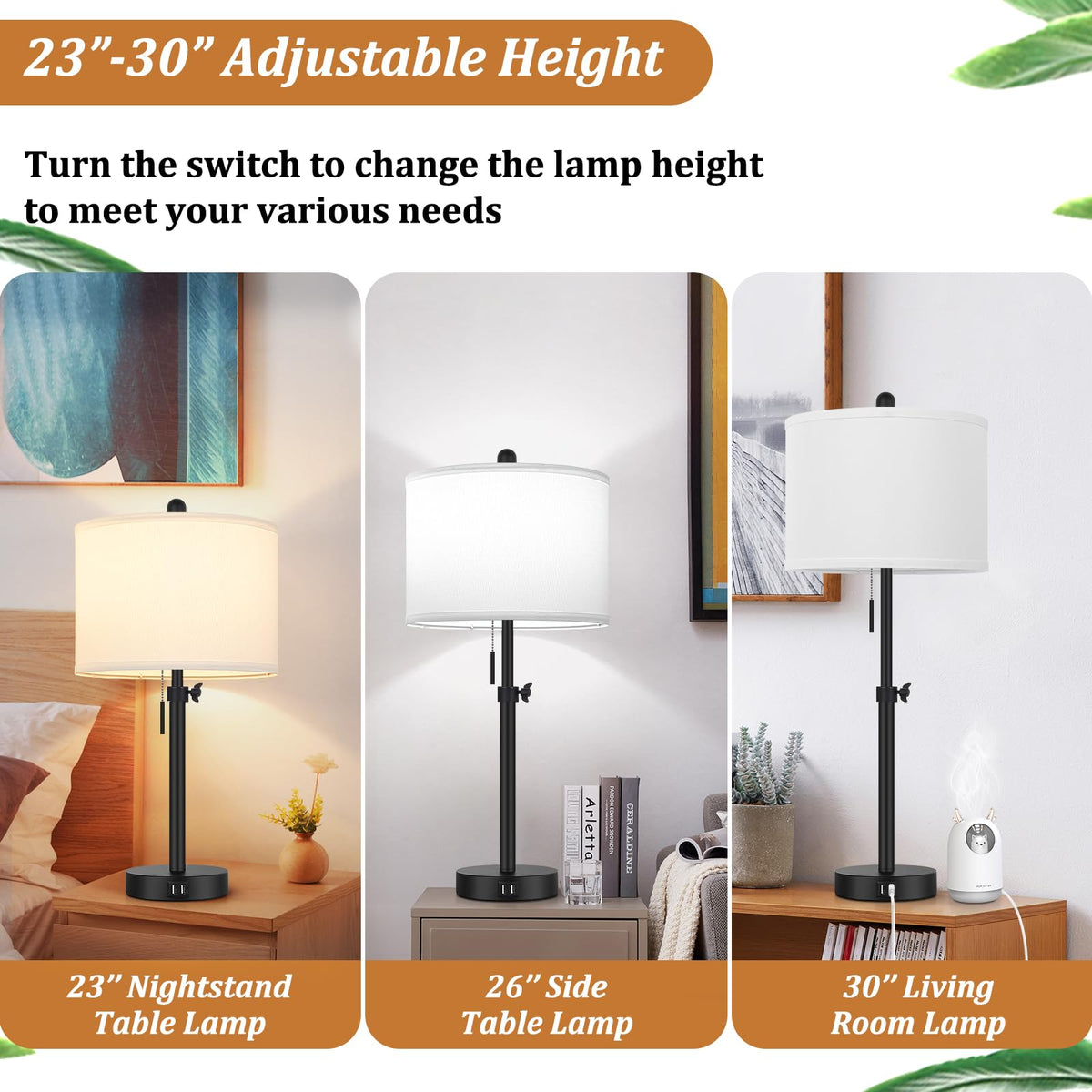 Kondras white shade black base lamp adds modern living room style
