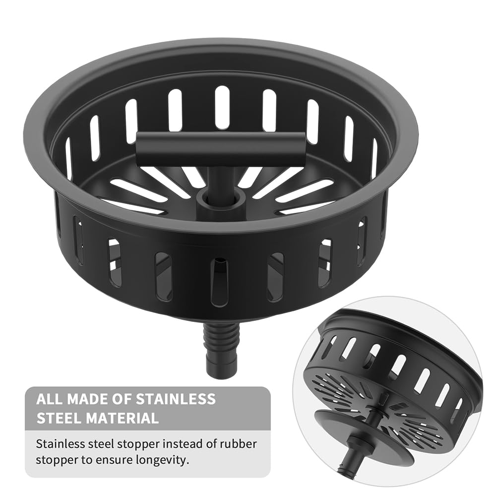 KONE universal 3.5 inch kitchen drain assembly fits most American sinks.