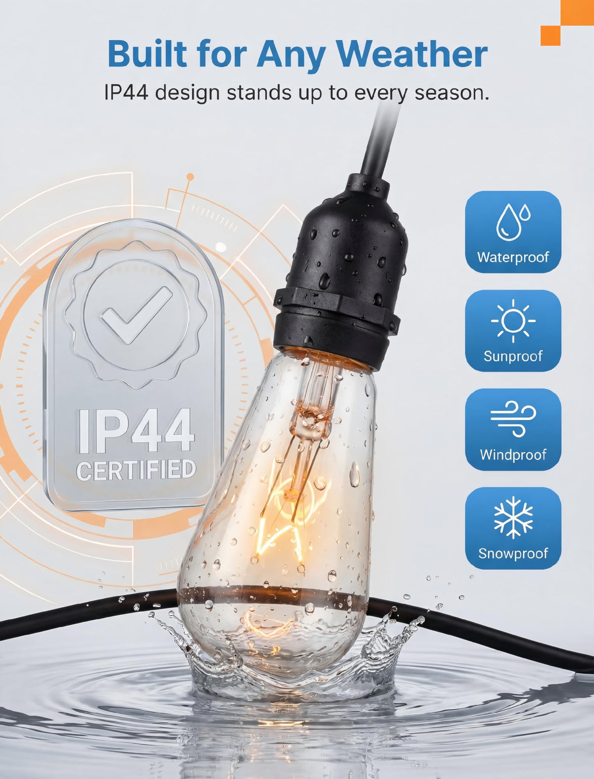 Konictom 7W Edison bulb delivers nostalgic warm white glow outdoors.