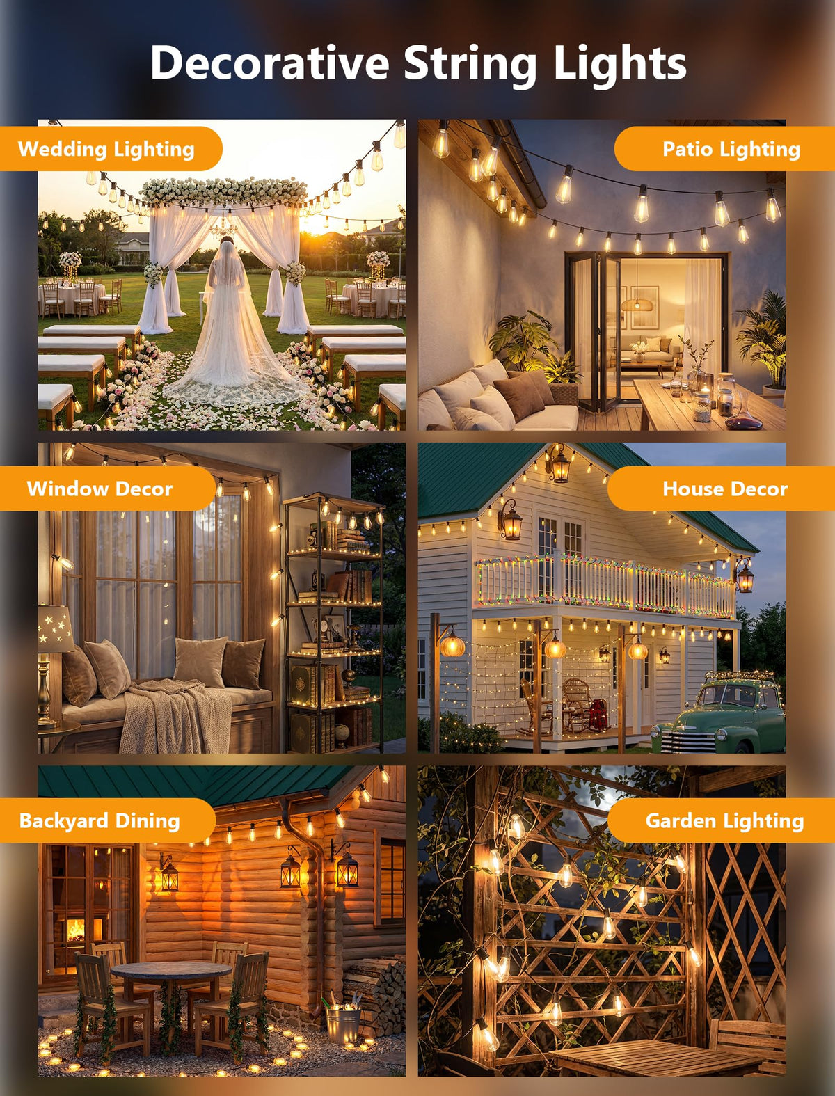 Konictom deck and garden scenes glow warmly for gatherings and evenings.