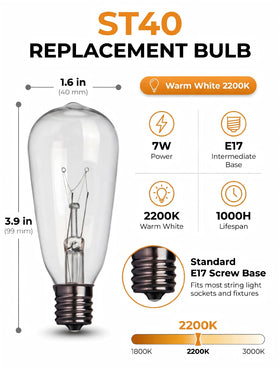 Konictom ST40 bulb fits E17 base for porch lighting.