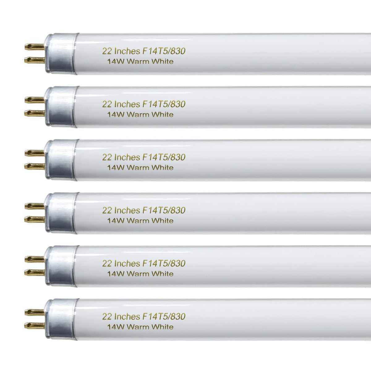 Konideke 22-inch T5 warm white bulb set, six-pack for under-cabinet lighting.