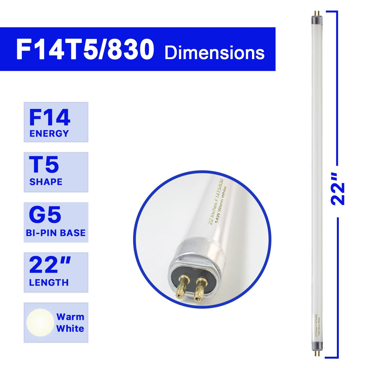 Konideke 3000K warm white T5 bulb suitable for kitchen tasks.